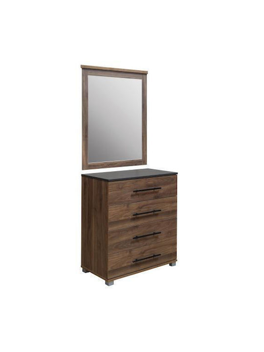 Floor-Standing Makeup Dressing Table Carys Wooden Walnut with Mirror 75x40x83cm
