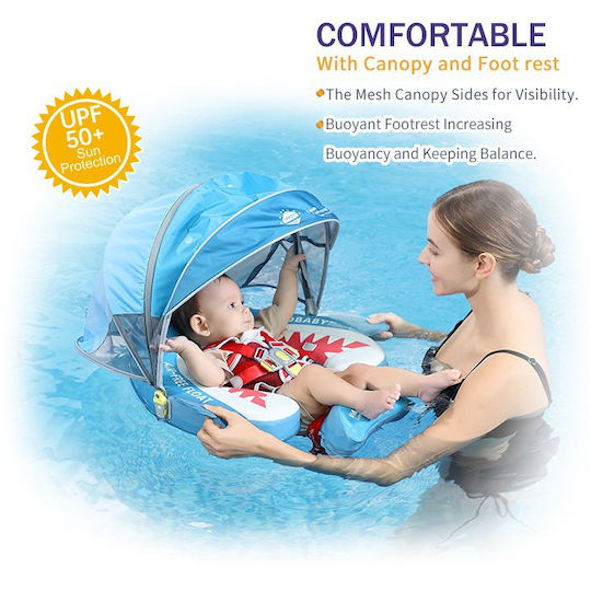 Mambobaby Σωσίβιο Swimtrainer με Διάμετρο 50εκ. και Σκίαστρο Μπλε