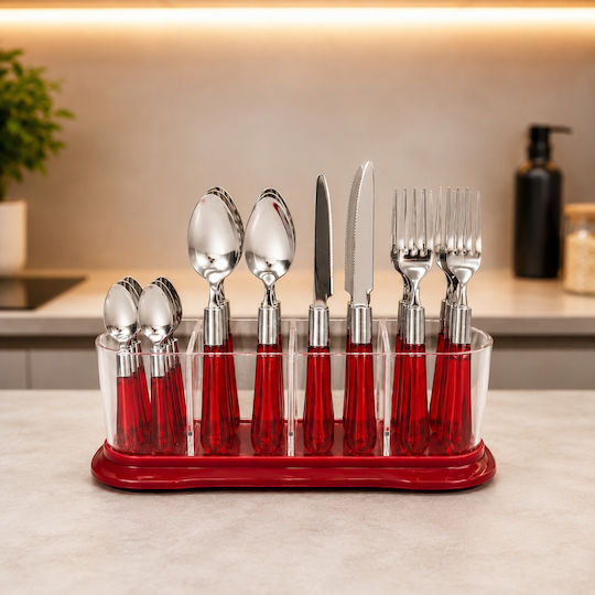 Karvounis Cutlery Set Stainless Red 24pcs