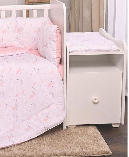 Lorelli Baby Bettwäsche-Set Für Krippe Moon And Stars Rosa 8 Stück