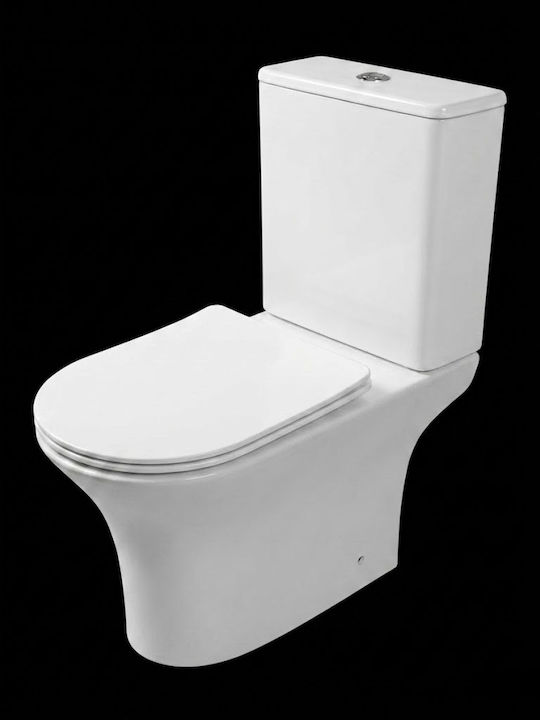 Vinci Cover E21303 Stehende Toilette Randlos mit Spülung mit Schlank Deckel Sanftes Schließen Weiße