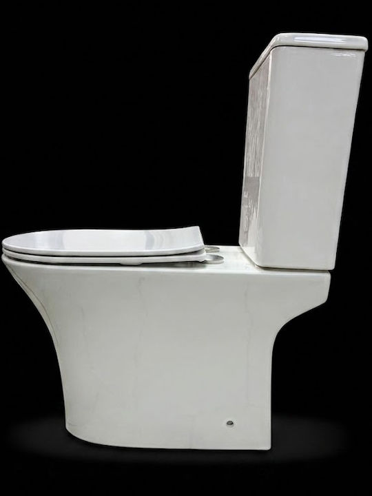 Vinci Cover E21303 Stehende Toilette Randlos mit Spülung mit Schlank Deckel Sanftes Schließen Weiße