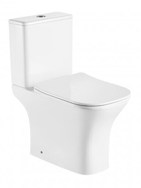 Inter Ceramic UF Stehende Toilette Randlos mit Spülung mit Deckel Sanftes Schließen Weiße