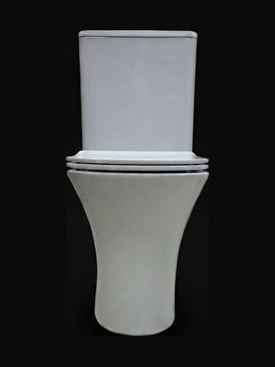 Vinci Cover E21303 Stehende Toilette Randlos mit Spülung mit Schlank Deckel Sanftes Schließen Weiße