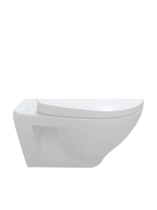 Cersanit Clean On Wandhängende Toilette Randlos mit Schlank Deckel Duroplast Weiße
