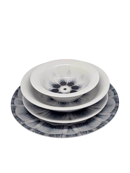 Negru Ceramică Set de Vase 24buc