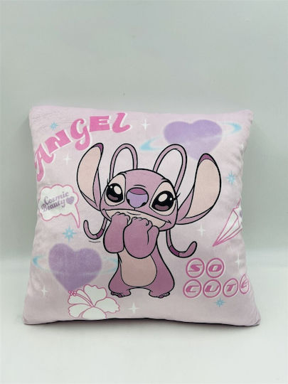 Dimcol Детска Декоративна Възглавница Stitch & Angel Розова 38x38см