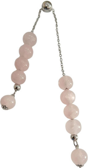 Kalliopi Silver Begleri with 10 Quartz Beads Length 25cm Pink