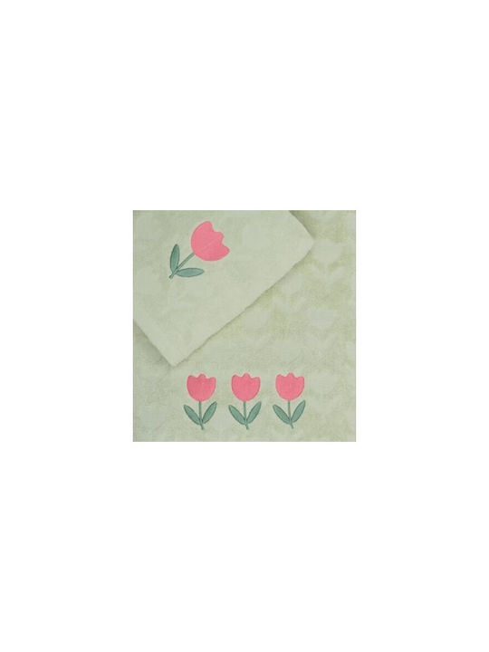 Kentia Set Of Baby Towels 2pcs Green Pink Weight 450gsm