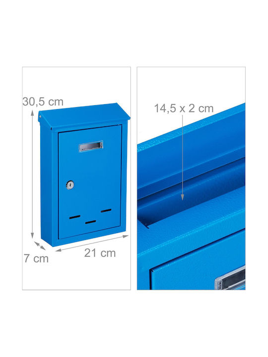 Relaxdays Cutie Poștală pentru Exterior Metalic în Culoarea Albastru 30.5x21x7cm