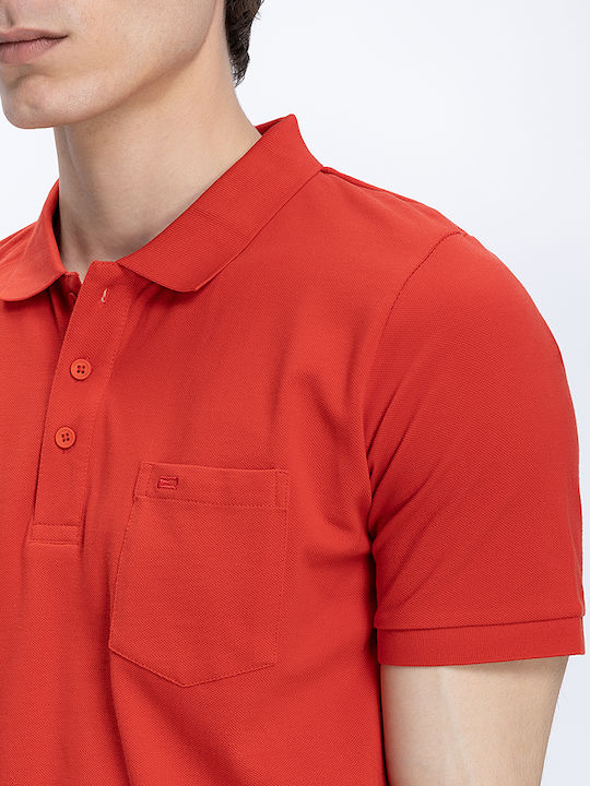 Polo Bluza Cu Mâneci Scurte Roșie