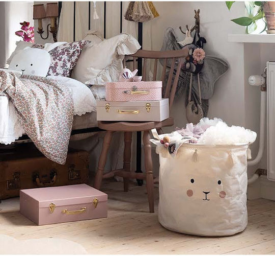 Jabadabado Children's Storage Basket made of Fabric Bunny White 40x40cm 1pcs