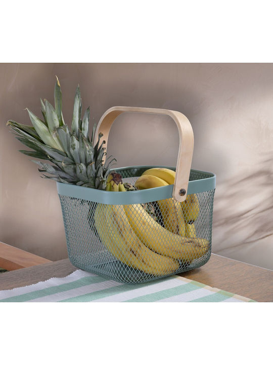 Кошница Метална С Дървена Дръжка Vista 24x24x17 Nef-nef Home Wear Бяла 24x24x17