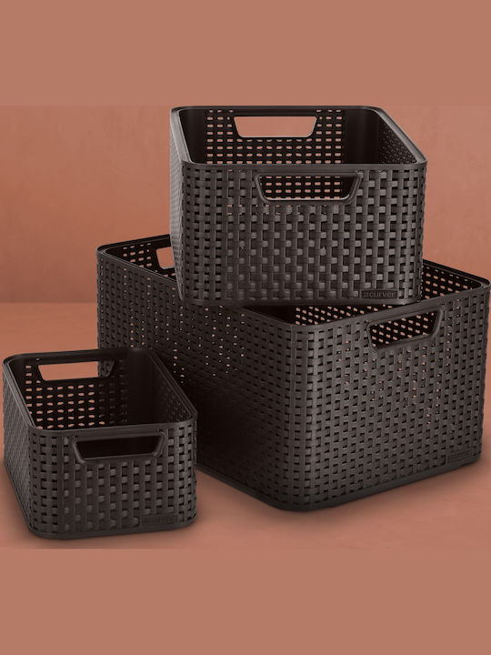 Curver Coș de Depozitare Plastic cu capac Maro 18lt 1buc