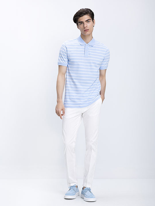 Basefield Polo Herrenbluse Hellblau Offen