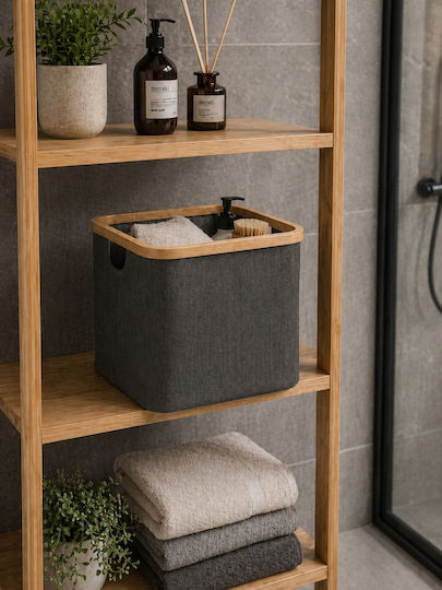 MRShome Текстилна Складова Кошница Сив 30.5x30.5x30см