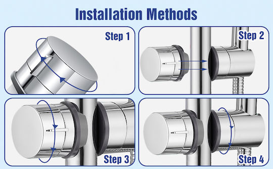 Chrome Adjustable Shower Clip Base 117mm x 40mm