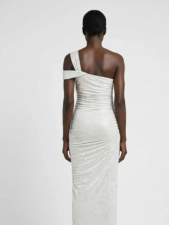 Summer Evening Drape Dress with Slit Almond