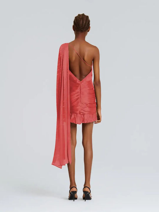 Summer Mini Evening Drape Dress Coral