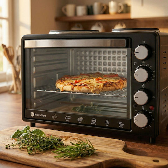 HomeVero Electric Countertop Oven 28lt with 2 Burners