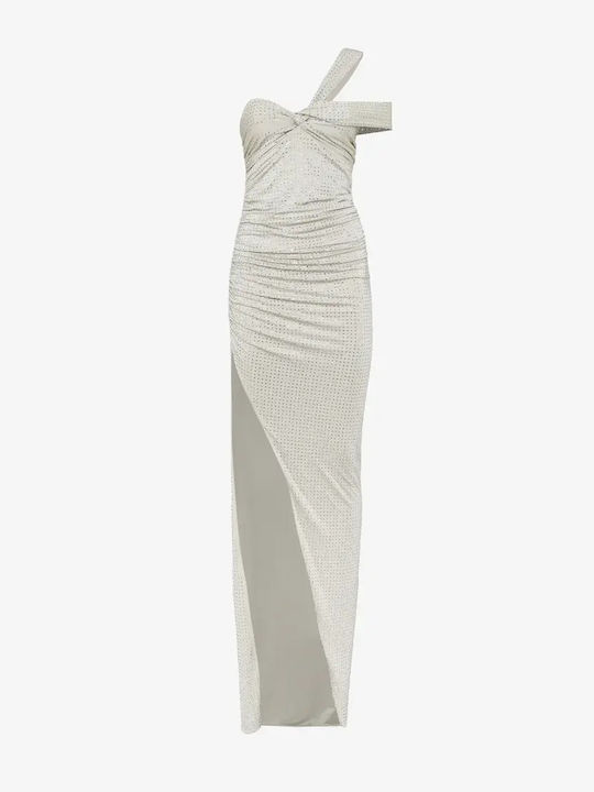 Maxi Evening Drape Dress with Tearing Green
