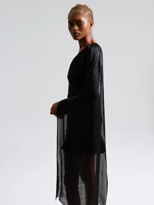 Summer Mini Evening Drape Dress Black