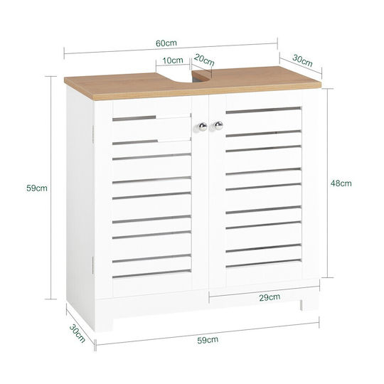 SoBuy Cabinet de baie L60xA30xÎ59cm Alb