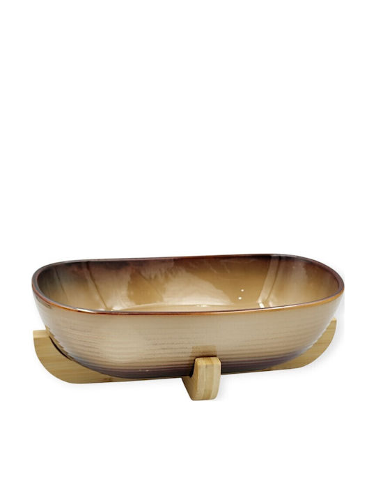 Karvounis Wooden Salad Bowl Brown 28.5x16.5cm