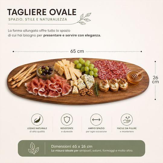 Alpina Appliances Πλατώ Σερβιρίσματος Τυριών Ξύλινο 65x26εκ.
