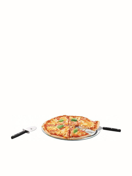 Set Glass Plate Πλατώ Σερβιρίσματος Πίτσας Ξύλινο