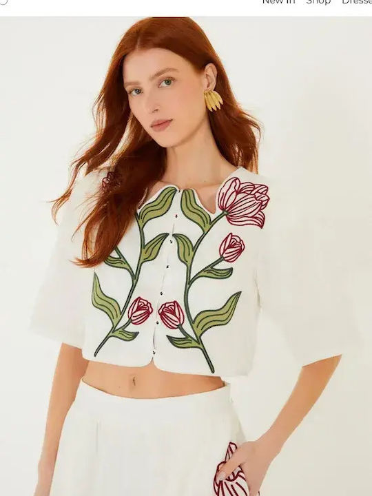 Women's Sports Crop Top Fast Drying Bianco