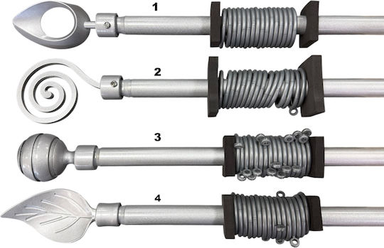 TnS Ausziehbare Metallische Vorhangstange Einzeln - 210cm Silber 09-950-0449