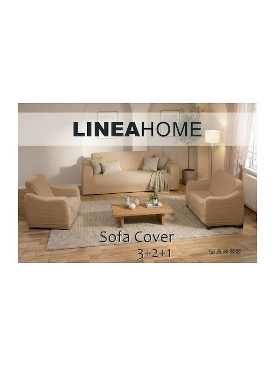 Linea Home Fin Elastische Abdeckungen Wohnzimmerset Ecru 3 Stück