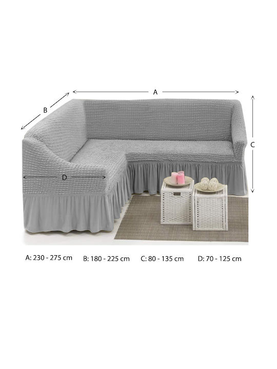 Saray Home Elastic Cover for Corner Sofa Beige 135x135cm 1pcs EKG040