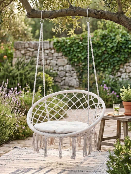 Egg Chair with Stand Metallic W80xL80xH80cm White Egg Chair with Stand Metallic W80xL80xH80cm White