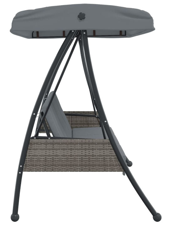Garten & Veranda Schaukel mit Basis und Kissen 3 Sitze Metallisch Gray L198xB123xH205cm