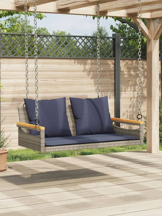 Hanging Swing with Pillow 2 Seats Rattan Gray Load Weight up to 110kg L109xD62xH40cm
