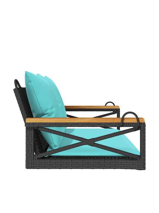Hanging Swing with Pillow 2 Seats Rattan Gray Load Weight up to 110kg L109xW62xH40cm