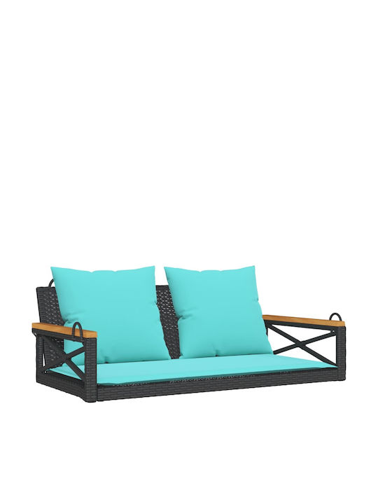 Hanging Swing with Pillow 2 Seats Rattan Gray Load Weight up to 110kg L109xW62xH40cm
