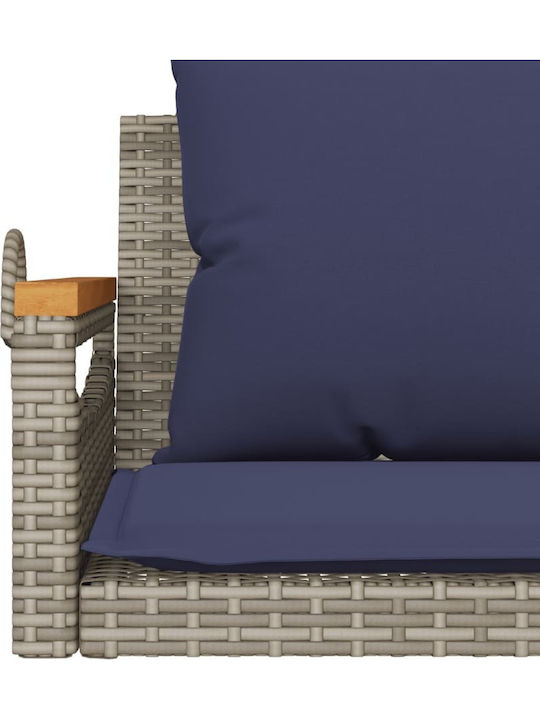 Hanging Swing with Pillow 2 Seats Rattan Gray Load Weight up to 110kg L109xD62xH40cm