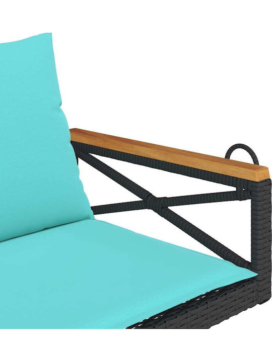 Hanging Swing with Pillow 2 Seats Rattan Gray Load Weight up to 110kg L109xW62xH40cm