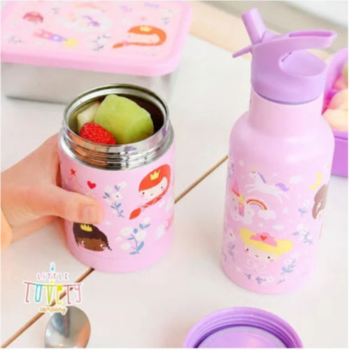 A Little Lovely Company Stainless Steel Kids Dinner Set 0.3l Thermal Grey 12 x 8 x 8cm