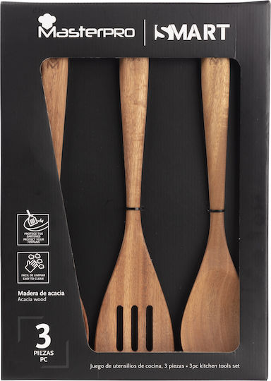 Bergner Set of Brown Wooden Cooking Utensils