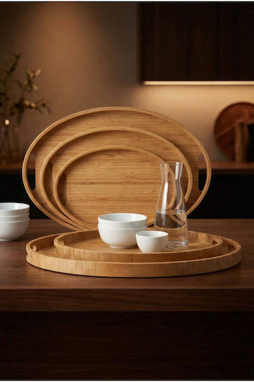 SteweHome Bamboo Δίσκος Σερβιρίσματος 45x30x29cm 3τμχ