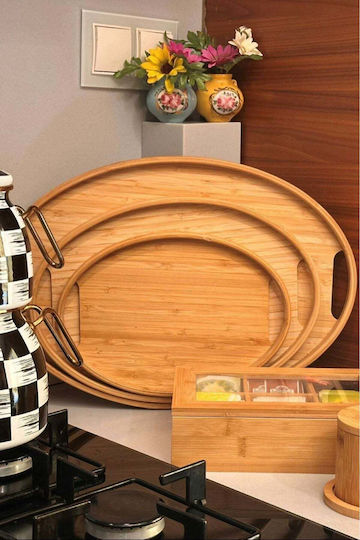 SteweHome Бамбуков Сервиращ Диск 45x30x29см 3 Бройки