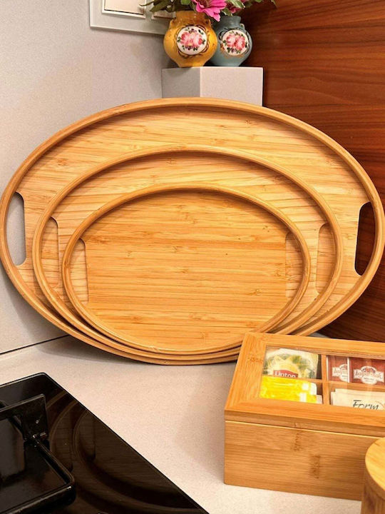 SteweHome Bamboo Δίσκος Σερβιρίσματος 45x30x29cm 3τμχ
