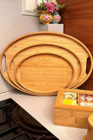 SteweHome Бамбуков Сервиращ Диск 45x30x29см 3 Бройки