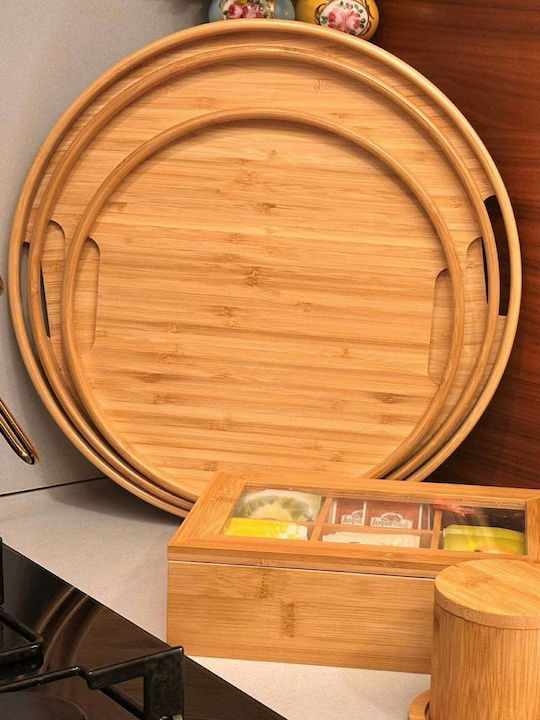 SteweHome Bamboo Serving Tray 38x38x30cm 3 Pieces