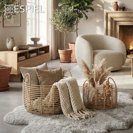 Espiel Set Decorative Baskets Rattan with Handles 2 Pieces Espiel Set Decorative Baskets Rattan with Handles 2 Pieces