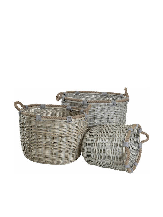 Lesli Living Set of Gray Wicker Decorative Baskets 3 Pieces